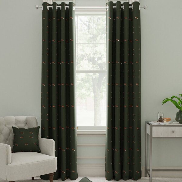 Sophie Allport Foxes Made to Measure Curtain Forest Green