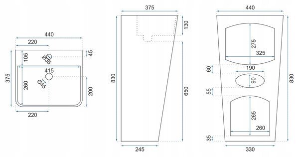 Freestanding ceramic basin ARIS