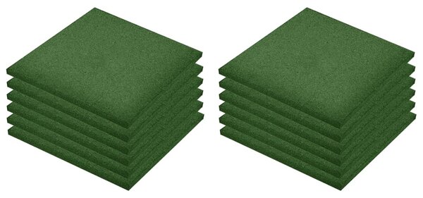 Fall Protection Tiles 12 pcs Rubber 50x50x3 cm Green