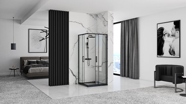 Shower enclosure Rea Punto Black 80x80