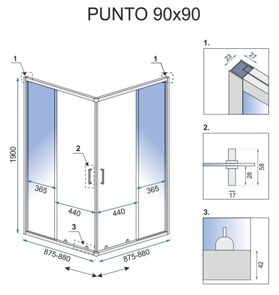 Shower enclosure Rea Punto Black 90x90