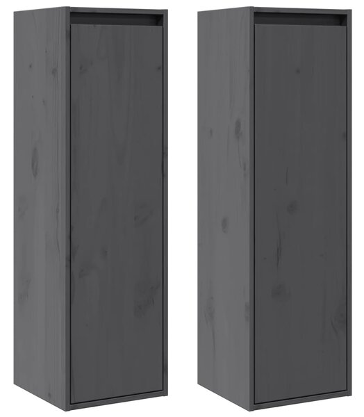 Wall Cabinets 2 pcs Grey 30x30x100 cm Solid Pinewood