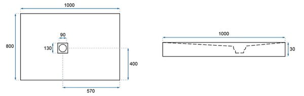 Shower tray Rea Stone 80x100