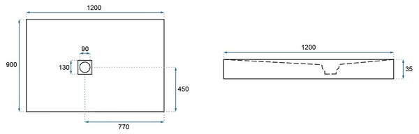 Shower tray Rea Stone 90x120