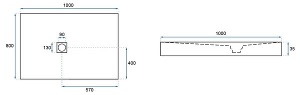 Shower tray Black Rock 80x100