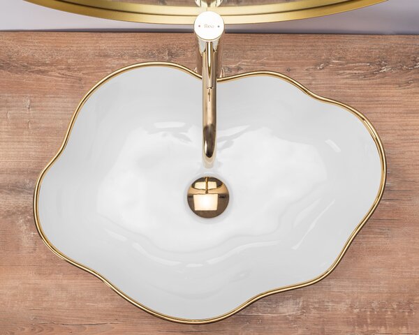 Countertop washbasin Rea Pearl Gold Edge