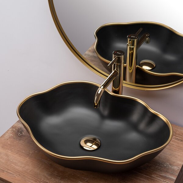 Countertop washbasin Rea Pearl Black Gold