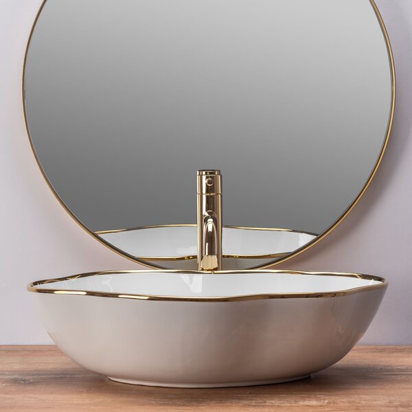 Countertop washbasin Rea Pearl Gold Edge