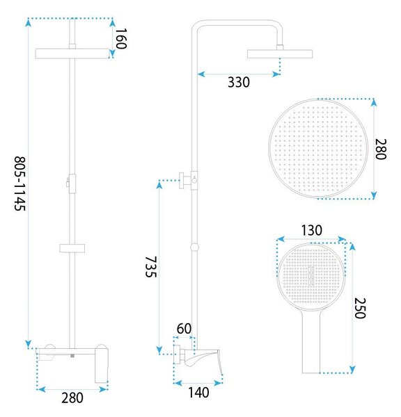 Shower set Rea Vision Gold