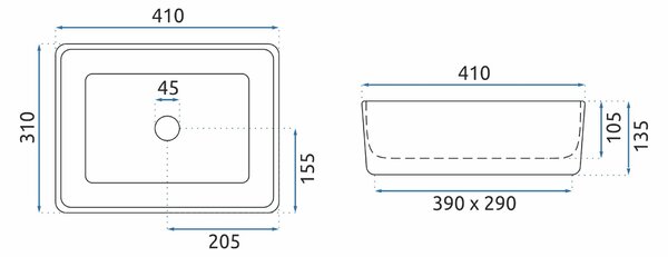 Countertop washbasin REA Anita Mini