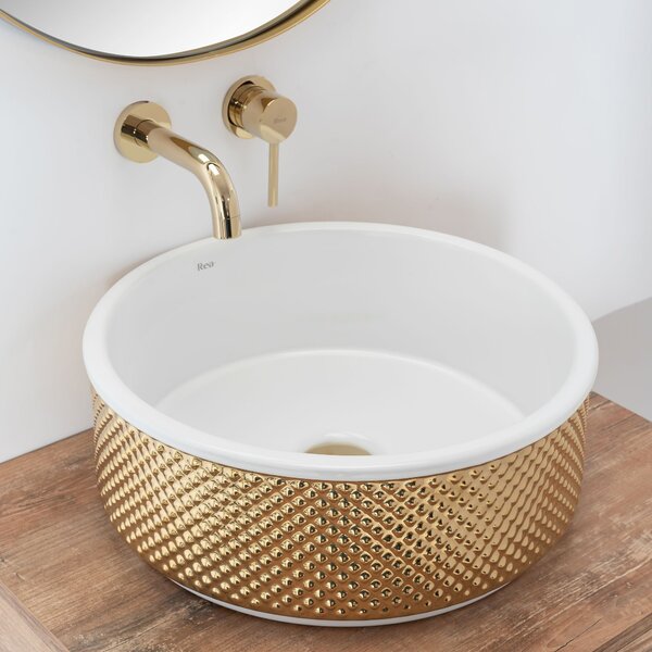 Countertop washbasin Rea Helen Gold White