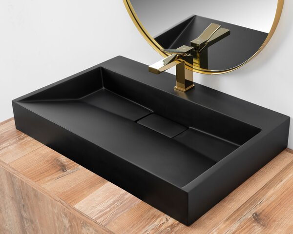 CONGLOMERATE WASHBASIN GOYA BLACK MAT 70CM