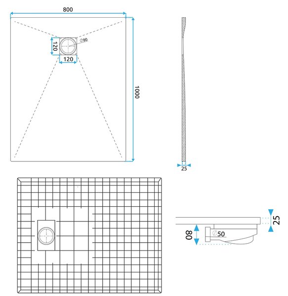 Shower tray Magnum Grey 100x80