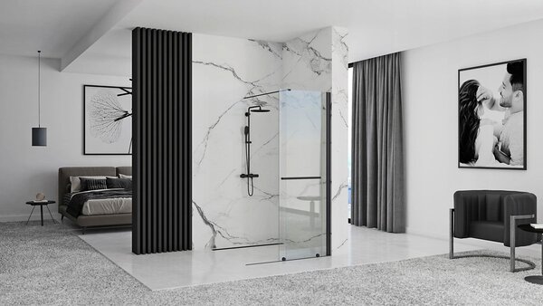 Shower screen Rea Cortis Black 100