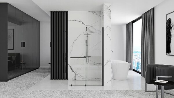 Shower screen Rea Cortis Black 100