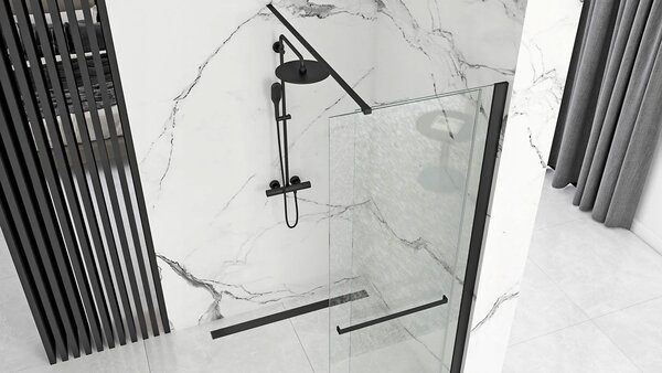 Shower screen Rea Cortis Black 100