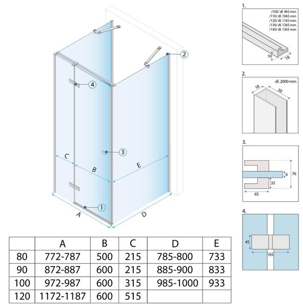 Shower enclosure Rea Atlas 80x80 Chrome