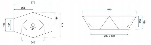 Countertop Basin Rea Vegas White Rose Gold Edge