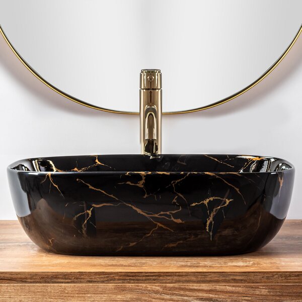 Countertop washbasin Rea Belinda Black Marble shiny