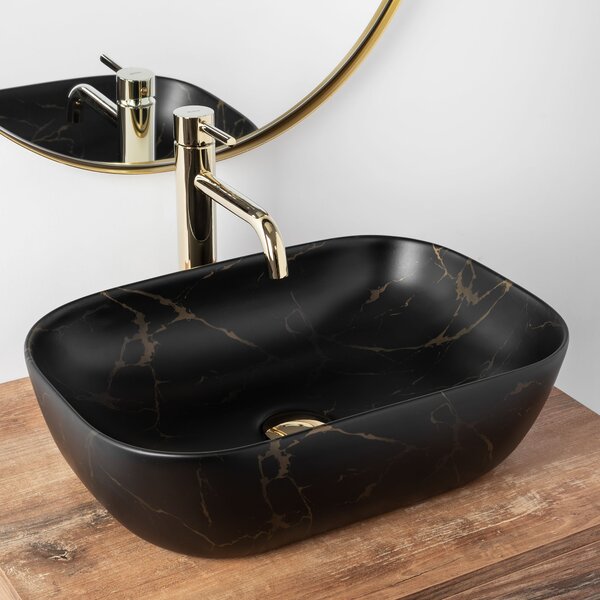 Countertop Basin Rea Belinda Black Marble Mat