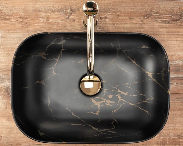 Countertop Basin Rea Belinda Black Marble Mat