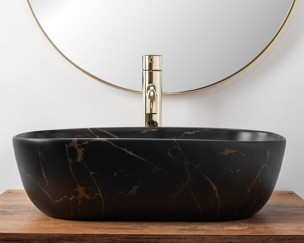 Countertop Basin Rea Belinda Black Marble Mat