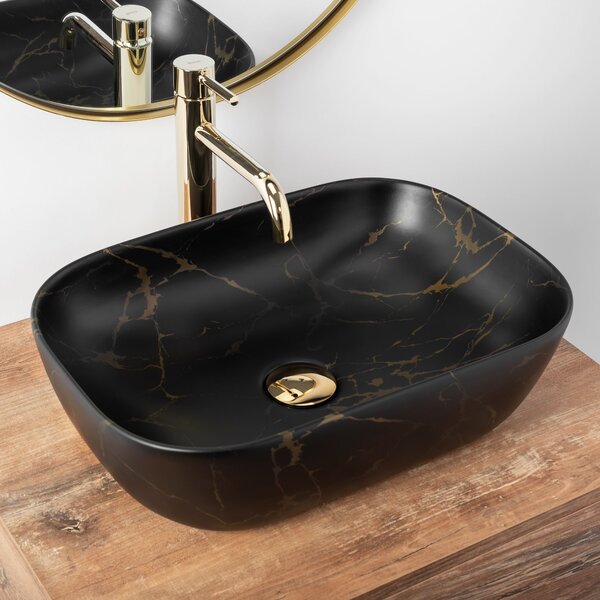 Countertop Basin Rea Belinda Black Marble Mat