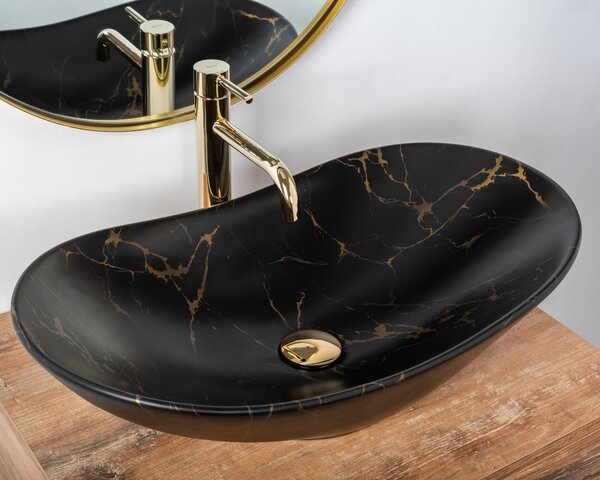 Countertop Basin Rea Royal 60 Black Marble Mat