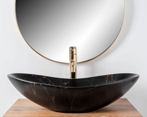 Countertop Basin Rea Royal 60 Black Marble Mat