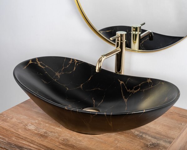 Countertop Basin Rea Royal 60 Black Marble Mat