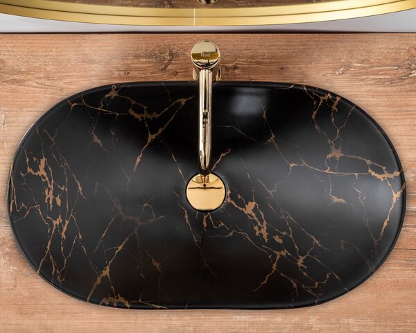 Countertop Basin Rea Royal 60 Black Marble Mat