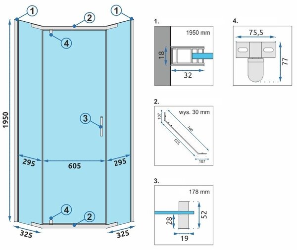 Shower enclosure AXIN Chrom 80x80