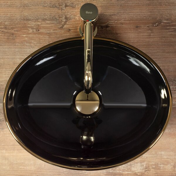 Countertop washbasin Rea Sofia Black Gold Edge