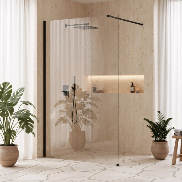 Shower screen Rea Flexi Transparent / Black 70