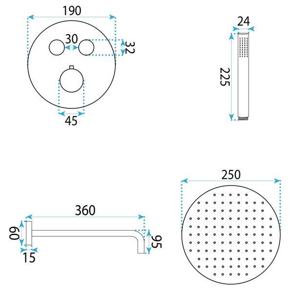 Shower system Rea Lungo Diamond Copper + BOX