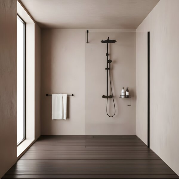Shower screen Rea Flexi Transparent / Black 100