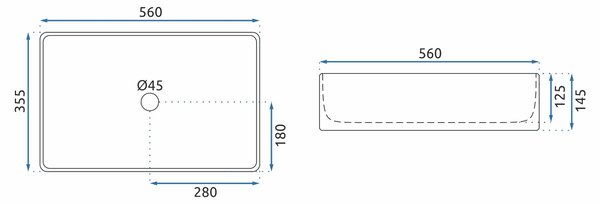 Countertop Basin Rea Berta 55 White