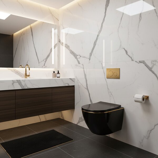 Toilet bowl Rea Carlo Mini Tornado Black Gold Egde