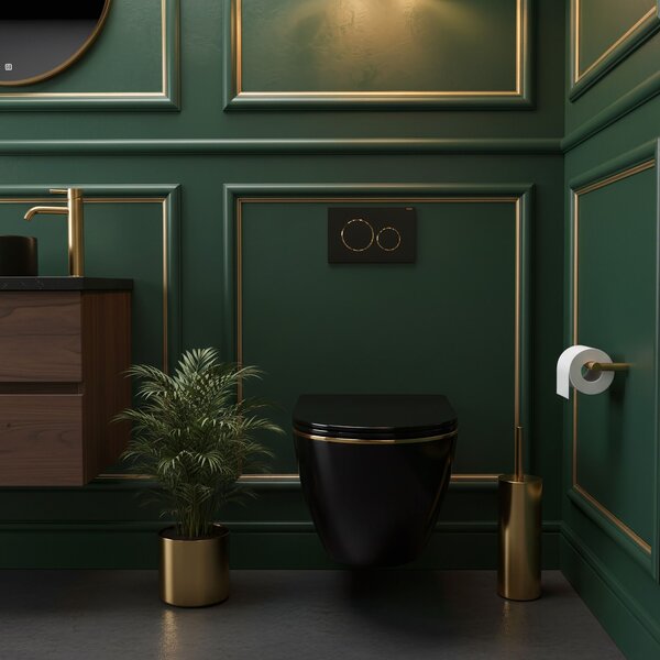Toilet bowl Rea Carlo Mini Tornado Black Gold Egde
