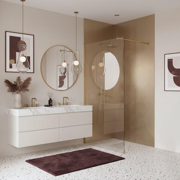 Shower screen Rea Flexi Transparent / Brush Gold 90