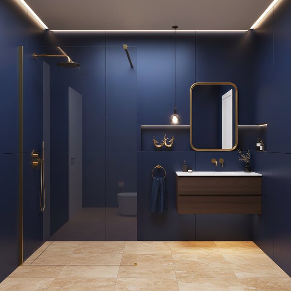 Shower screen Rea Flexi Transparent / Brush Gold 90