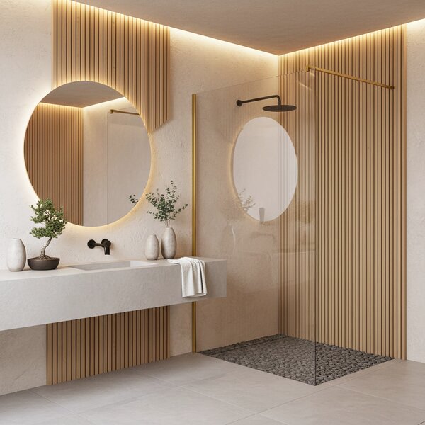Shower screen Rea Flexi Transparent / Brush Gold 120