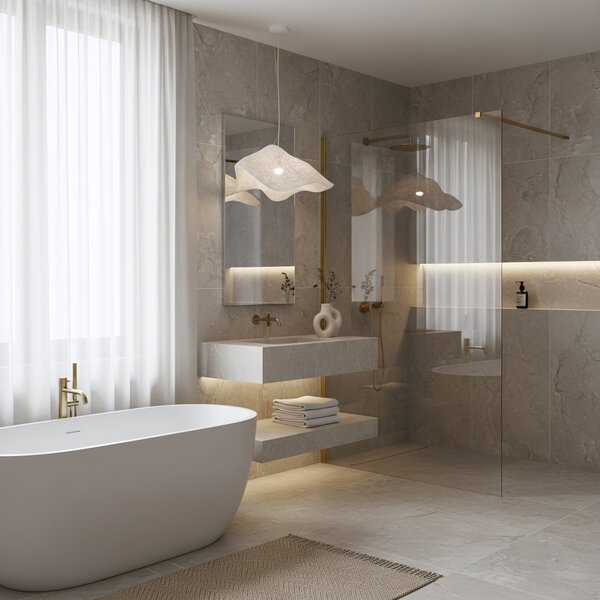 Shower screen Rea Flexi Transparent / Brush Gold 90