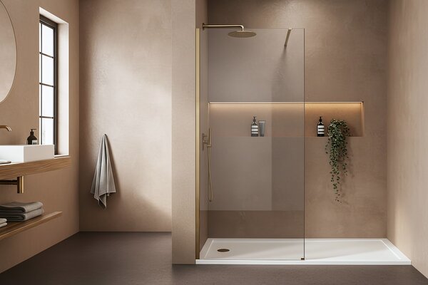 Shower screen Rea Flexi Transparent / Brush Gold 90