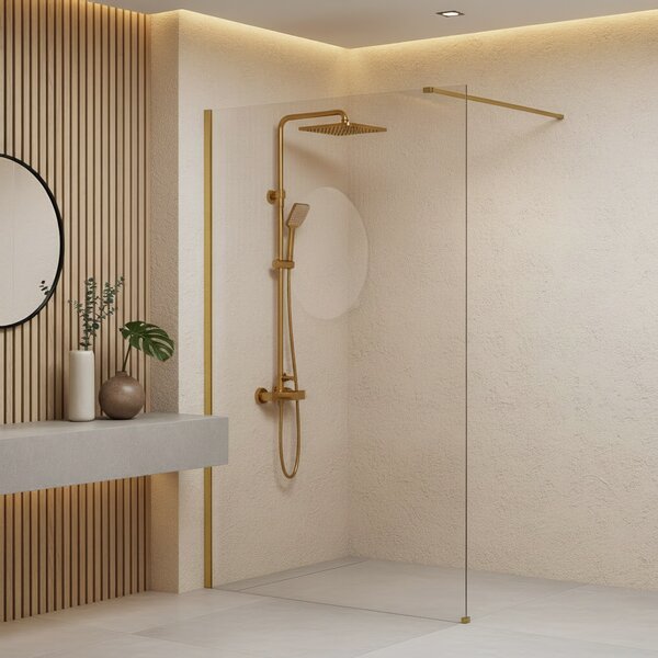 Shower screen Rea Flexi Transparent / Brush Gold 90