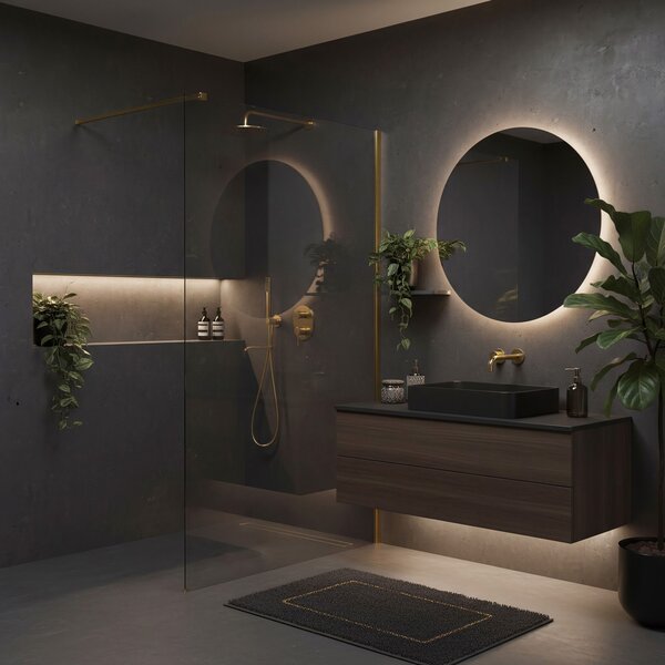 Shower screen Rea Flexi Transparent / Brush Gold 120