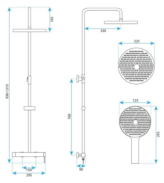 Shower set Rea Foss Clif Brush Gold