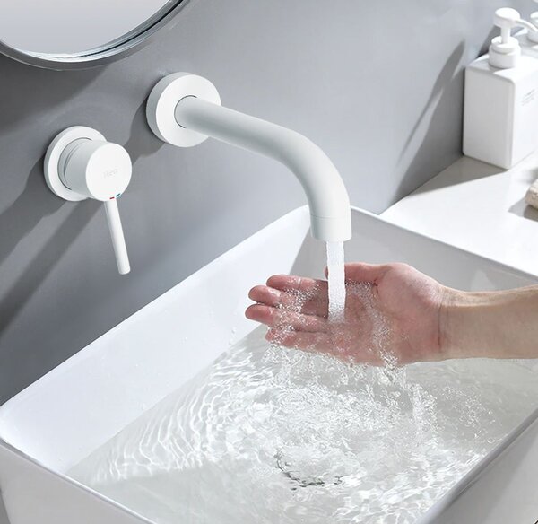 Wall Mounted faucet Rea Lungo White Mat + BOX