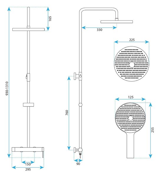 Shower set Rea Foss Clif Brush Copper