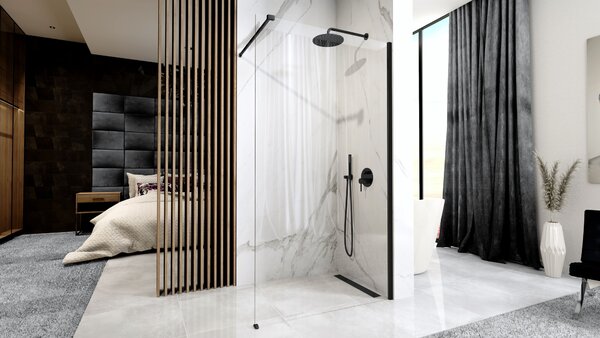 Shower screen Rea Aero Black Mat 80